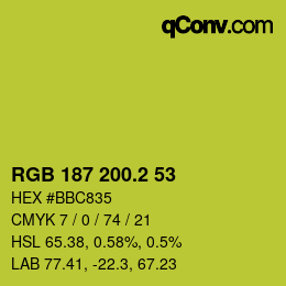 カラーコード: RGB 187 200.2 53 | qconv.com