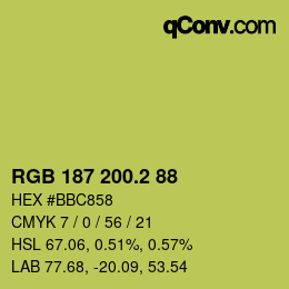 カラーコード: RGB 187 200.2 88 | qconv.com