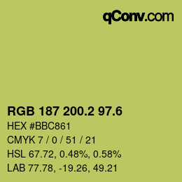 カラーコード: RGB 187 200.2 97.6 | qconv.com