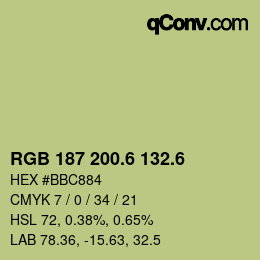 カラーコード: RGB 187 200.6 132.6 | qconv.com