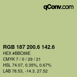 カラーコード: RGB 187 200.6 142.6 | qconv.com