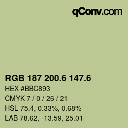 カラーコード: RGB 187 200.6 147.6 | qconv.com