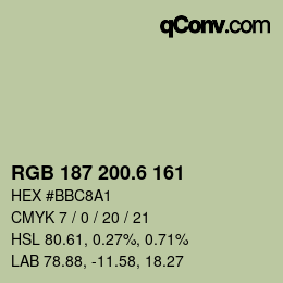 カラーコード: RGB 187 200.6 161 | qconv.com