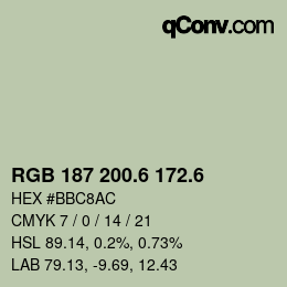 カラーコード: RGB 187 200.6 172.6 | qconv.com
