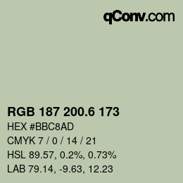 カラーコード: RGB 187 200.6 173 | qconv.com
