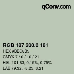 カラーコード: RGB 187 200.6 181 | qconv.com