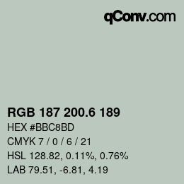 カラーコード: RGB 187 200.6 189 | qconv.com