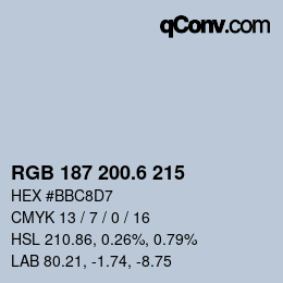 カラーコード: RGB 187 200.6 215 | qconv.com