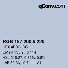 カラーコード: RGB 187 200.6 220 | qconv.com