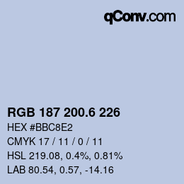 カラーコード: RGB 187 200.6 226 | qconv.com