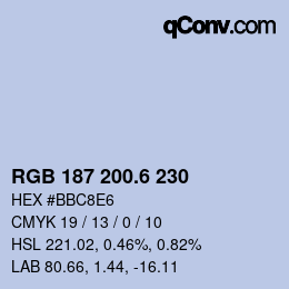 カラーコード: RGB 187 200.6 230 | qconv.com