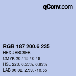 カラーコード: RGB 187 200.6 235 | qconv.com