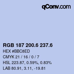 カラーコード: RGB 187 200.6 237.6 | qconv.com