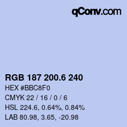 カラーコード: RGB 187 200.6 240 | qconv.com
