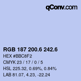 カラーコード: RGB 187 200.6 242.6 | qconv.com