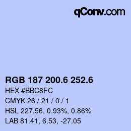 カラーコード: RGB 187 200.6 252.6 | qconv.com