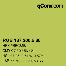 カラーコード: RGB 187 200.6 88 | qconv.com