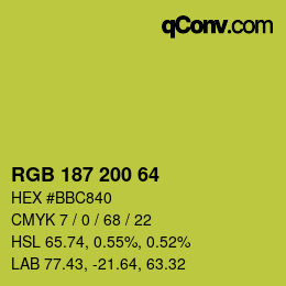 Color code: RGB 187 200 64 | qconv.com