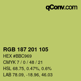 Color code: RGB 187 201 105 | qconv.com