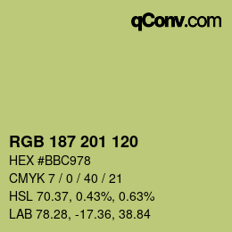 Color code: RGB 187 201 120 | qconv.com