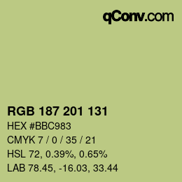 Color code: RGB 187 201 131 | qconv.com