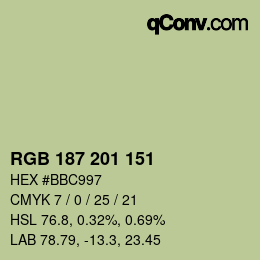 Color code: RGB 187 201 151 | qconv.com