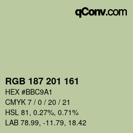 Color code: RGB 187 201 161 | qconv.com