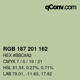 Color code: RGB 187 201 162 | qconv.com