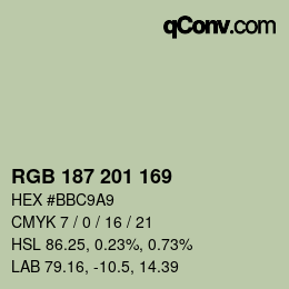 Color code: RGB 187 201 169 | qconv.com