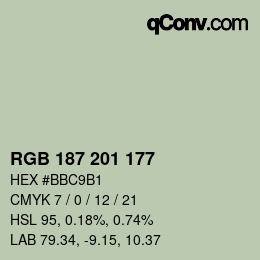 Color code: RGB 187 201 177 | qconv.com