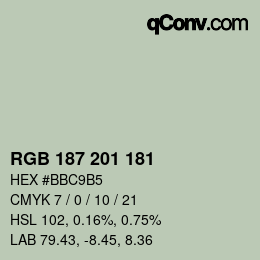 Color code: RGB 187 201 181 | qconv.com