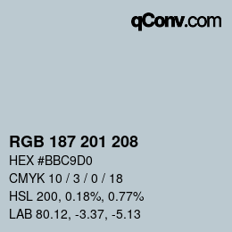 Color code: RGB 187 201 208 | qconv.com