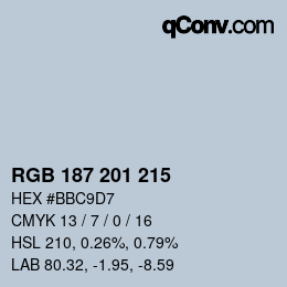 カラーコード: RGB 187 201 215 | qconv.com