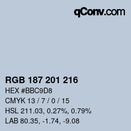 Código de color: RGB 187 201 216 | qconv.com