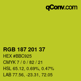 Color code: RGB 187 201 37 | qconv.com