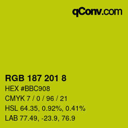 Color code: RGB 187 201 8 | qconv.com