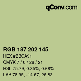 颜色代码: RGB 187 202 145 | qconv.com