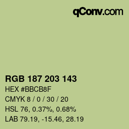 カラーコード: RGB 187 203 143 | qconv.com