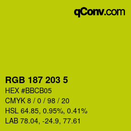 Color code: RGB 187 203 5 | qconv.com