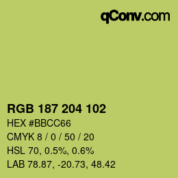 Color code: RGB 187 204 102 | qconv.com