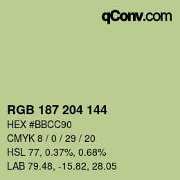 カラーコード: RGB 187 204 144 | qconv.com