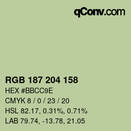 颜色代码: RGB 187 204 158 | qconv.com