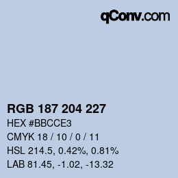 カラーコード: RGB 187 204 227 | qconv.com