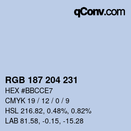 Color code: RGB 187 204 231 | qconv.com