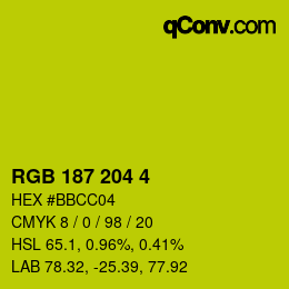 カラーコード: RGB 187 204 4 | qconv.com