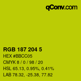 Color code: RGB 187 204 5 | qconv.com