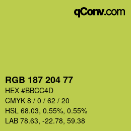 カラーコード: RGB 187 204 77 | qconv.com