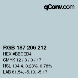 Color code: RGB 187 206 212 | qconv.com