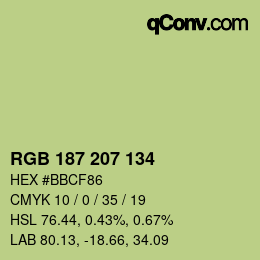 Color code: RGB 187 207 134 | qconv.com