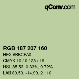 Color code: RGB 187 207 160 | qconv.com